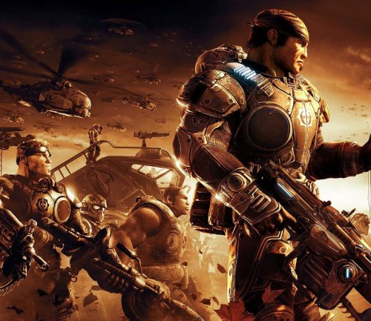 La key-art del videogame Gears of War.