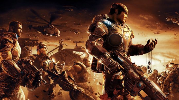 La key-art del videogame Gears of War.