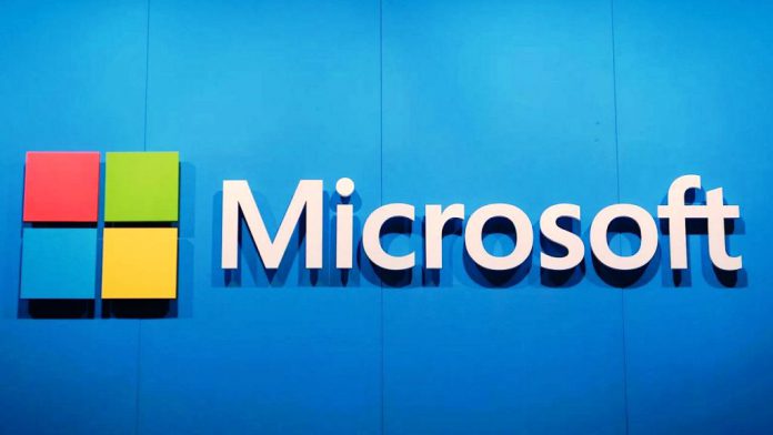 Il logo dell'azienda informatica Microsoft.