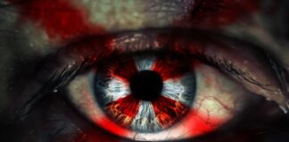 Un particolare del poster del film horror Resident Evil: Welcome to Raccoon City.