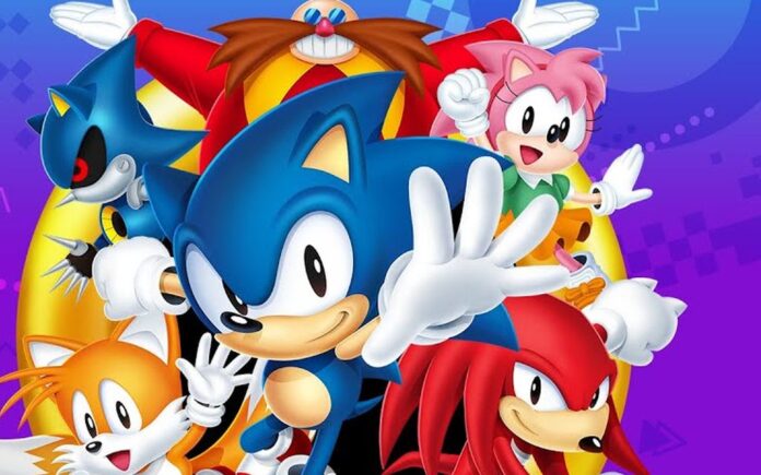Sonic.origins.plus.cover In foto Sonic e i protagonisti del videogioco Sonic Origins Plus.
