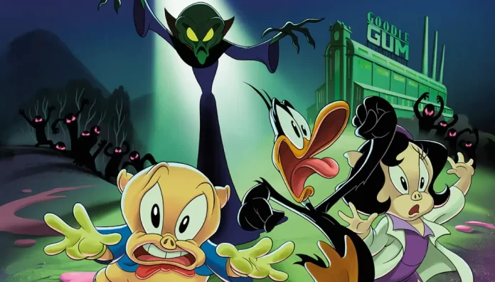 Porky Pig e Daffy Duck nella locandina di Un’avventura spaziale.Un film dei Looney Tunes .