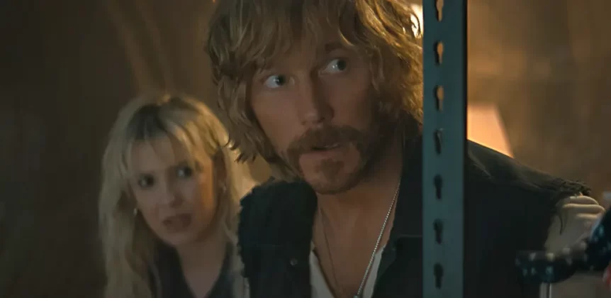 The Electric State Millie Bobby Brown e Chris Pratt con la barba in foto