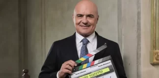 In foto Luca Zingaretti che annuncia la serie Netflix Il capo perfetto.