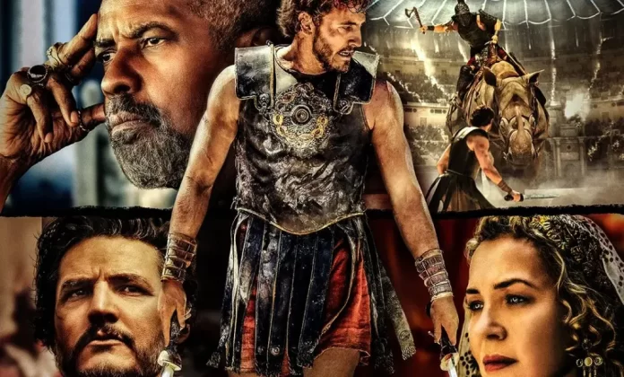 In foto Paul Mescal nella locandina de Il Gladiatore 2.