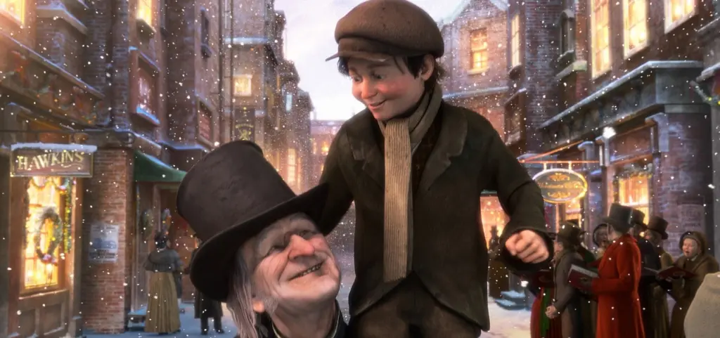 Una scena del film Christmas Carol.