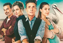 In foto i protagonisti del film Dove osano le cicogne.