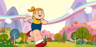 Goldie corre sul prato.