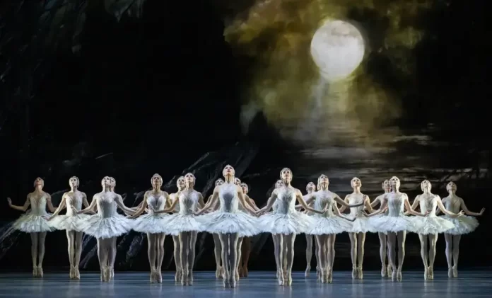 In foto le ballerine ne Il lago dei cigni.