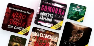 In foto alcuni titoli audiolibri disponibili su Audibile.