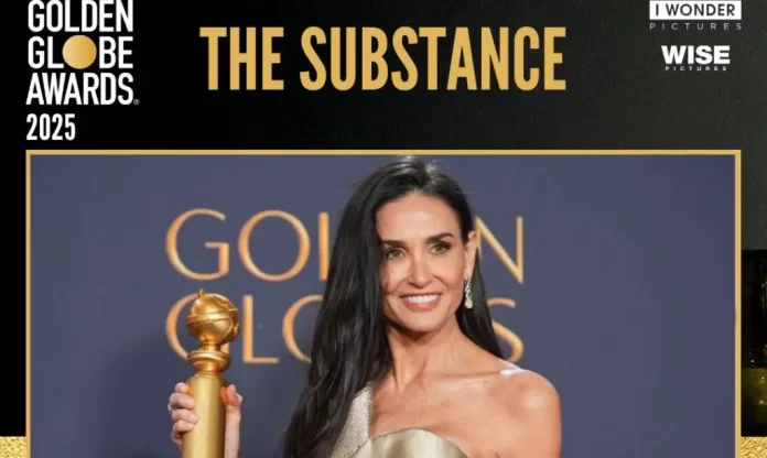 Demi Moore vince il Golden Globe come protagonista di The Substance.