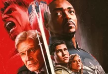 Anthony Macki e Harrison Ford nella locandina di Captain America: Brave New World.