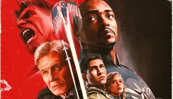 Anthony Macki e Harrison Ford nella locandina di Captain America: Brave New World.