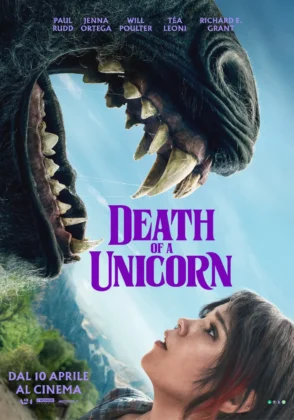 Il poster del film Death of a Unicorn.