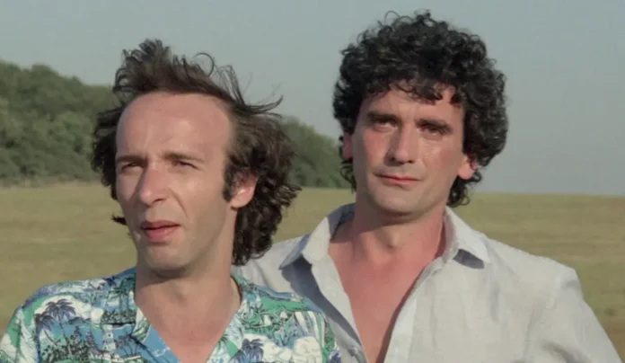 Roberto Benigni e Massimo Troisi nel film Non ci resta che piangere.