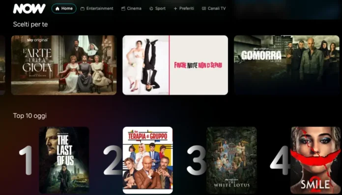 L'interfaccia della nuova app NOW.