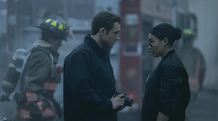Taron Egerton e Jurnee Smollett nella serie TV Smoke - Tracce di fumo.