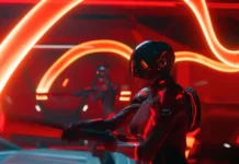 In foto un personaggio del film Tron: Ares.