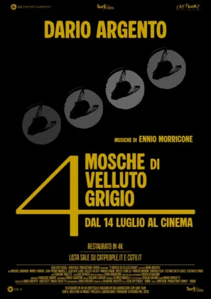 Il poster della versione restaurata del film 4 mosche di velluto grigio.