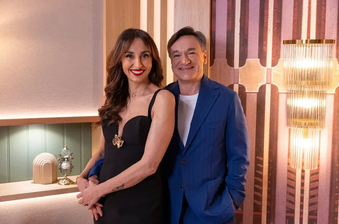 Benedetta Parodi e Fabio Caressa nello show L'amore è cieco: Italia.