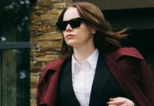 Emma Stone nel film Bugonia.
