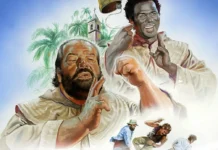 Bud Spencer e Philip Michael Thomas nella locandina di Noi siamo angeli.