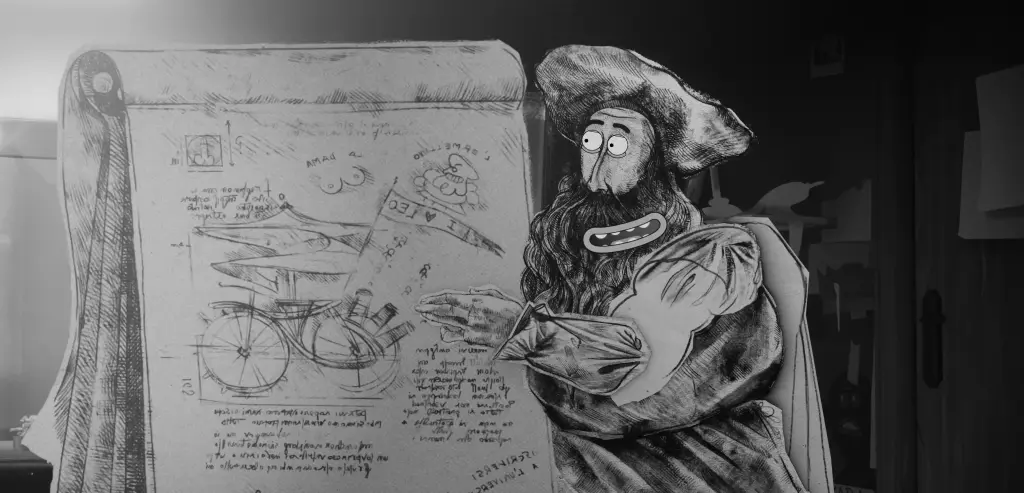 Il personaggi di Leonardo Da Vinci nella serie TV Il Baracchino.
