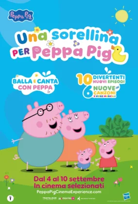 Il poster dell'evento cinematografico Una sorellina per Peppa Pig.