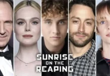 In foto il cast del film Hunger Games: L'alba sulla mietitura.