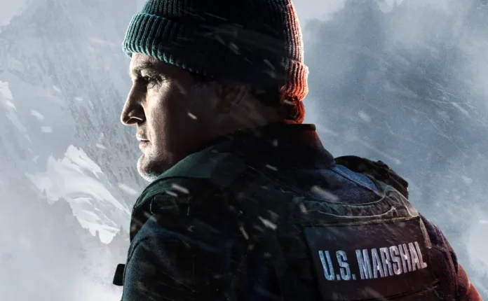 Jason Clarke nella locandina della serie The Last Frontier.