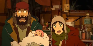 Una scena dall'anime Tokyo Godfathers.