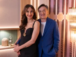 Benedetta Parodi e Fabio Caressa  nello show L'amore è cieco: Italia.