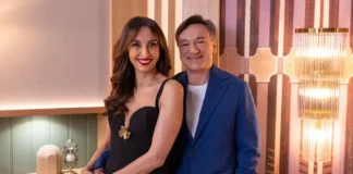 Benedetta Parodi e Fabio Caressa  nello show L'amore è cieco: Italia.