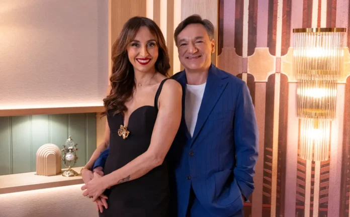 Benedetta Parodi e Fabio Caressa  nello show L'amore è cieco: Italia.