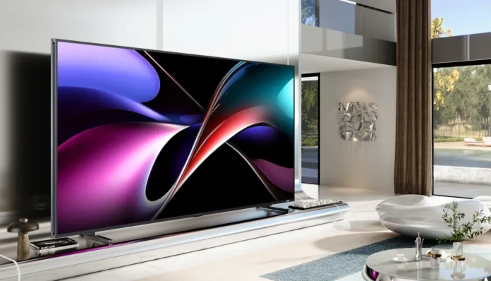 In foto il primo TV RGB MiniLED da 116 di Hisense.