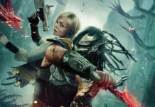 Una immagine del nuovo poster del film Predator: Badlands.