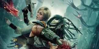 Una immagine del nuovo poster del film Predator: Badlands.