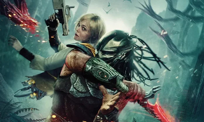 Una immagine del nuovo poster del film Predator: Badlands.