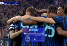 Una immagine della tecnologia Prime Vision durante un partita di calcio.