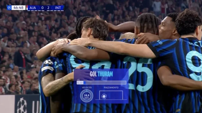 Una immagine della tecnologia Prime Vision durante un partita di calcio.