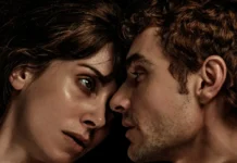 Dave Franco e Alison Brie nel poster del film Together.