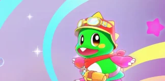 In foto il draghetto Bub nel gioco Bubble Bobble Sugar Dungeons.