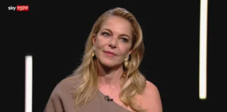Claudia Gerini nella trasmissione Sky TG24 Stories.