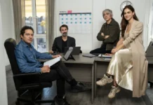 Sergio Rubini con il cast del film L'uomo Giusto.