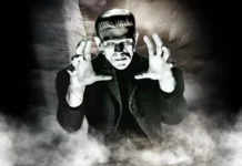 Boris Karloff nella locandina del film Frankenstein del 1931.