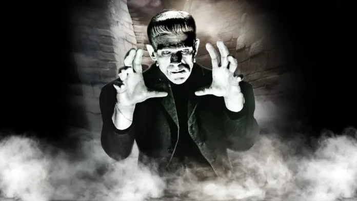 Boris Karloff nella locandina del film Frankenstein del 1931.