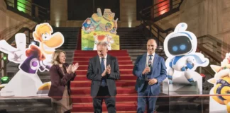 Una foto dell'inaugurazione della mostra Videogiochi. Oltre l’intrattenimento.