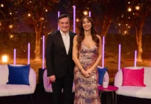 Benedetta Parodi e Fabio Caressa nella puntata reunion de L'amore è cieco: Italia.