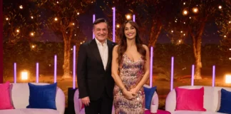 Benedetta Parodi e Fabio Caressa nella puntata reunion de L'amore è cieco: Italia.