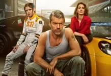 Luca Argentero e Giulia Michelini nel poster della serie Motorvalley.